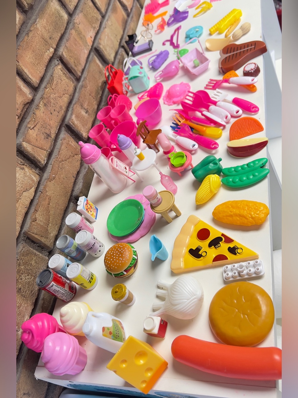 Kids Pretend Play Food & Utensil Set - Pink, Green, Yellow